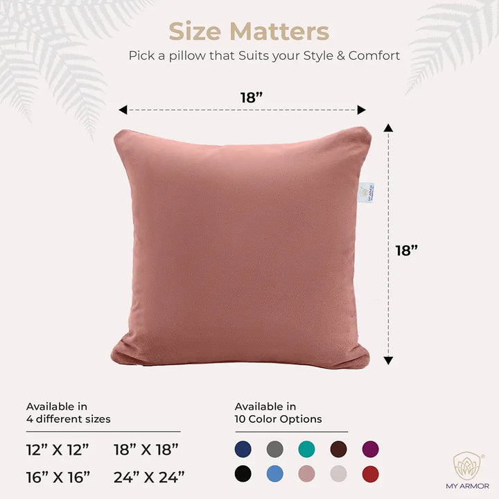 Microfiber Square Pillow for Sofa, Car & Home Decor - 18" x 18", Pack of 5