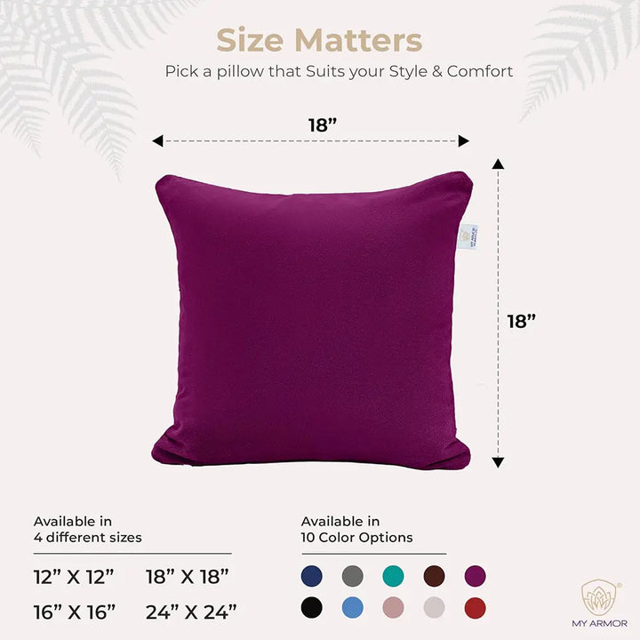 Microfiber Square Pillow for Sofa, Car & Home Decor - 18" x 18", Pack of 5