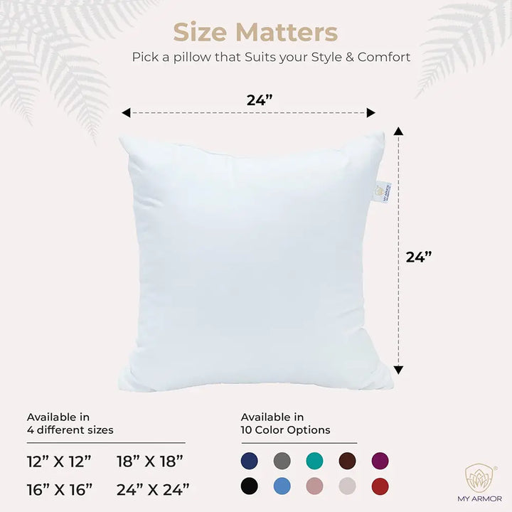 Microfiber Square Pillow for Sofa, Car & Home Decor - 24" x 24", Pack of 1