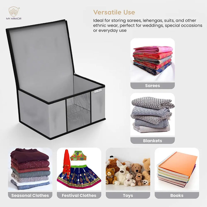 Saree Storage Cover, Non Woven, Moisture & Dust Proof with Zip