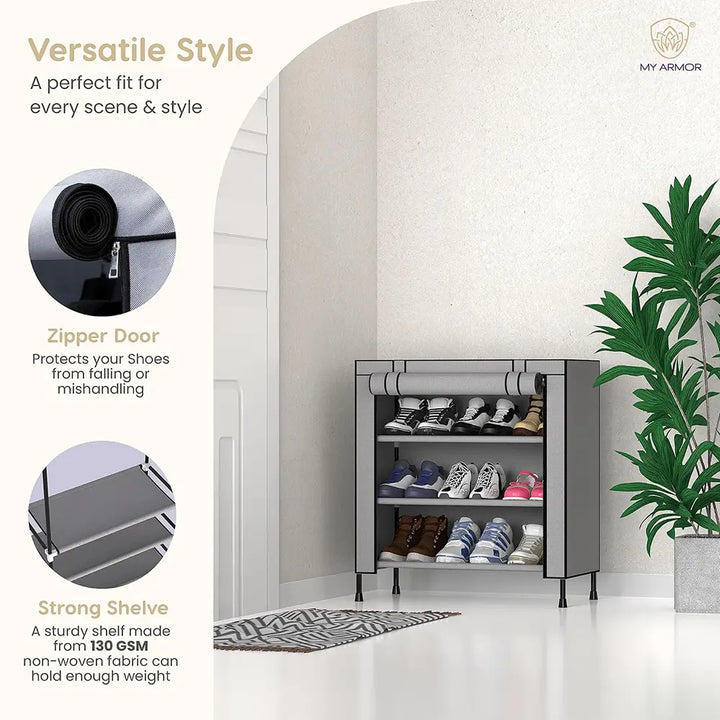 Multipurpose Shoe Rack with Dustproof Zip Cover - Shoe Rack