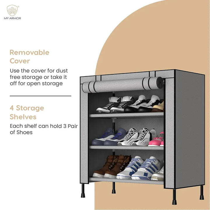 Multipurpose Shoe Rack with Dustproof Zip Cover - Shoe Rack