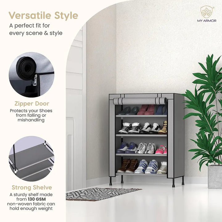 Multipurpose Shoe Rack with Dustproof Zip Cover - Shoe Rack