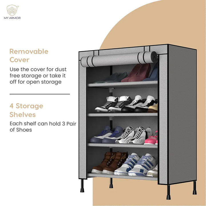 Multipurpose Shoe Rack with Dustproof Zip Cover - Shoe Rack