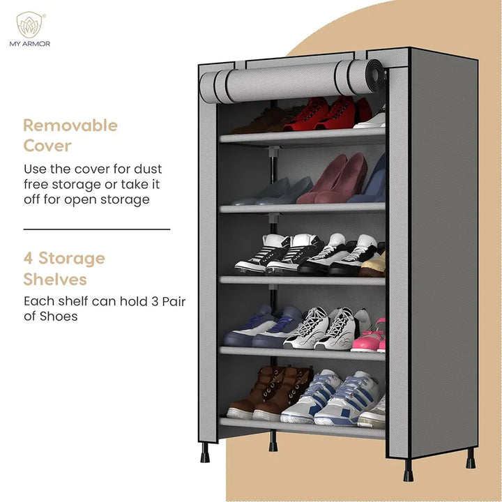 Multipurpose Shoe Rack with Dustproof Zip Cover - Shoe Rack