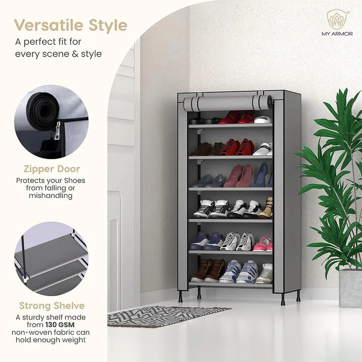 Multipurpose Shoe Rack with Dustproof Zip Cover - Shoe Rack