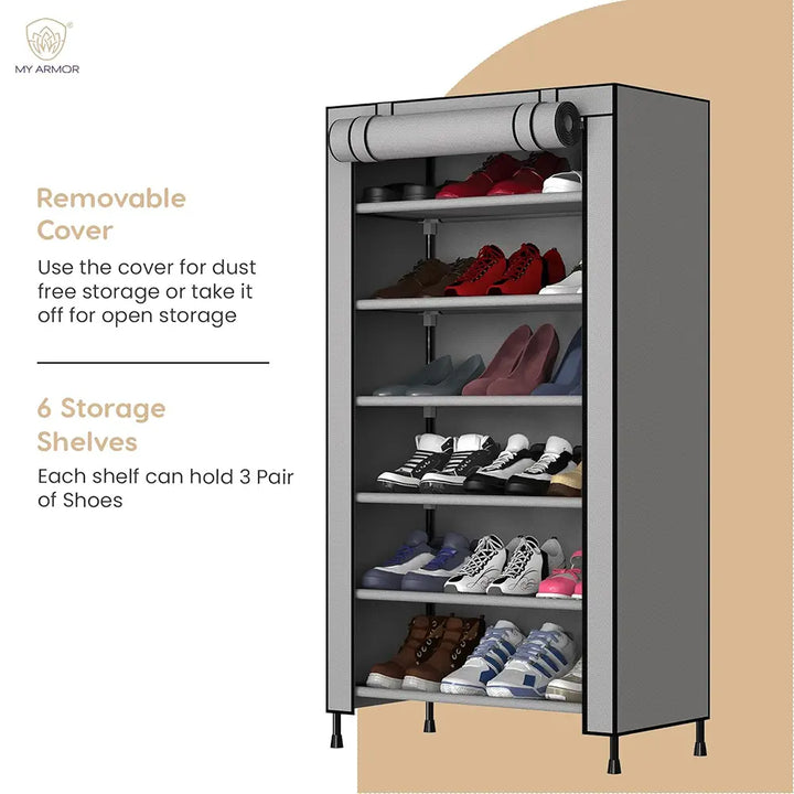 Multipurpose Shoe Rack with Dustproof Zip Cover - Shoe Rack