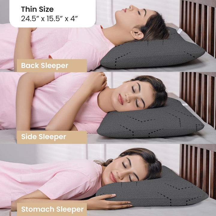 Memory Foam Pillow - Thin, 4" Thickness