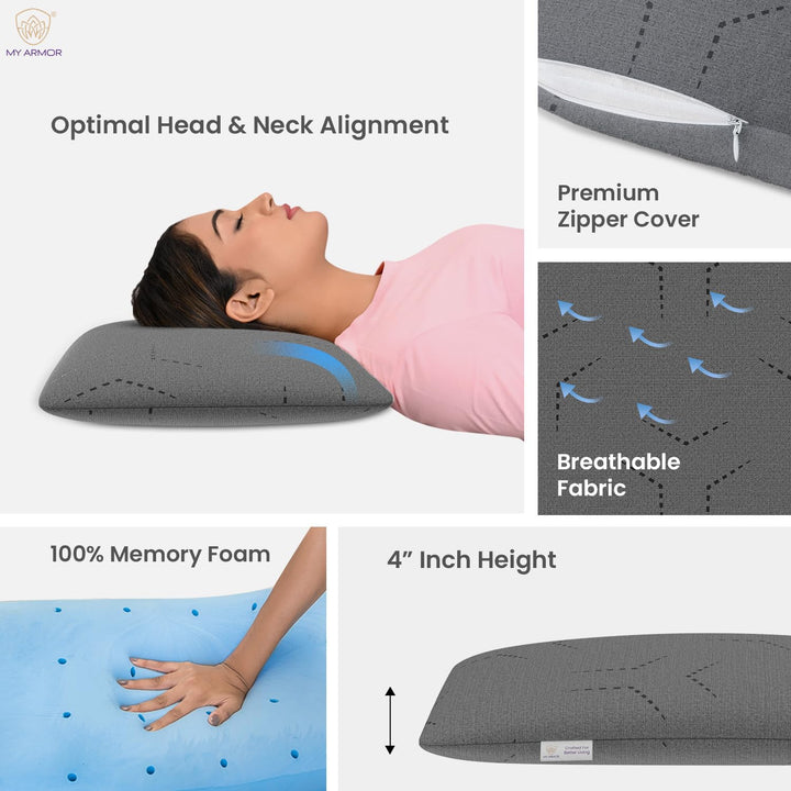 Memory Foam Pillow - Thin, 4" Thickness