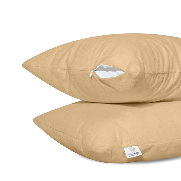 Waterproof & Dustproof Cotton Terry Pillow Protectors - Beige